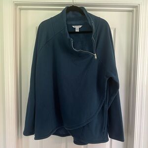 Athleta Teal asymmetrical zip collar sweatshirt